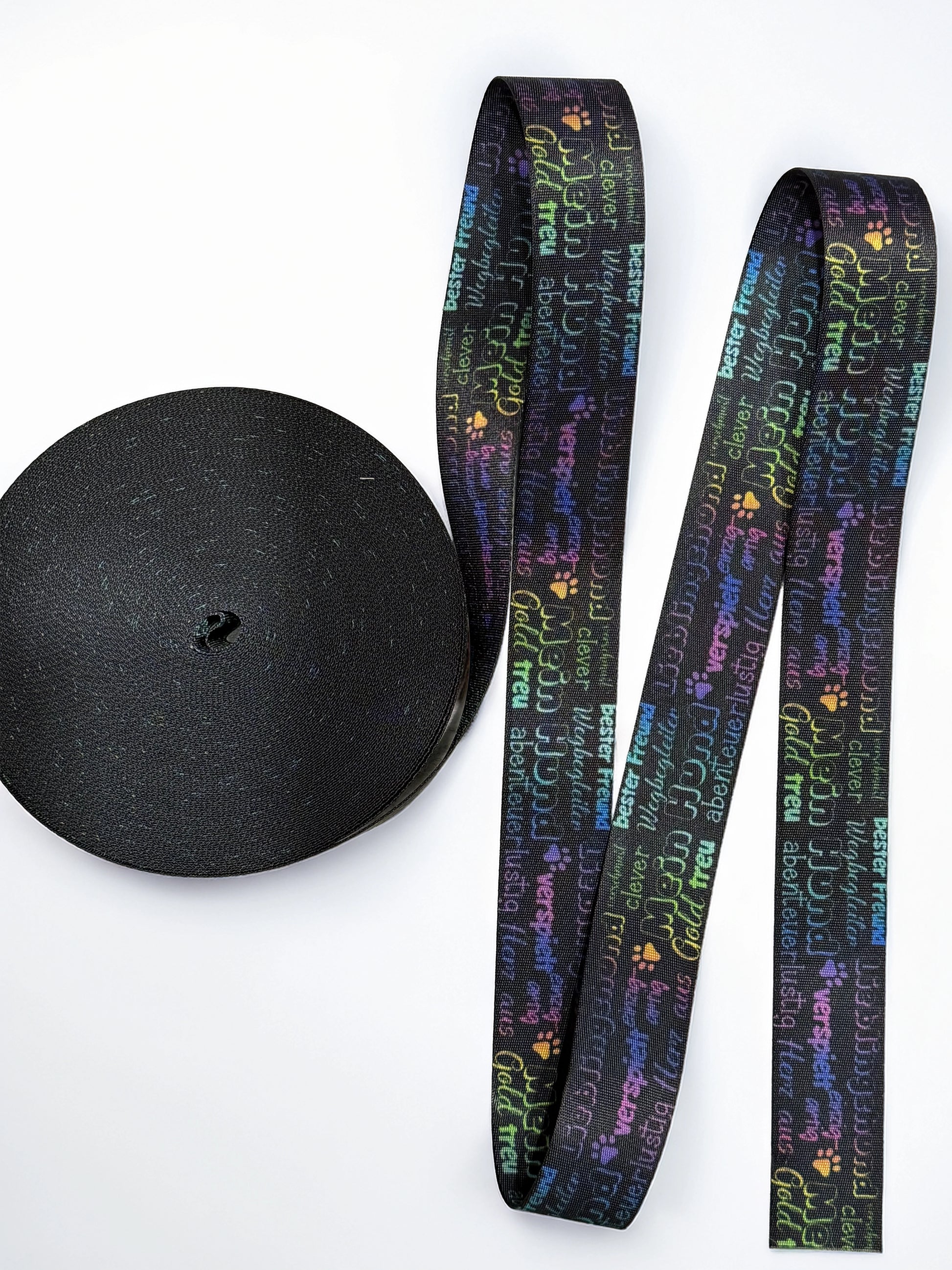 Gurtband Mein Hund Bunt – 38 mm Polyester, beidseitig bedruckt