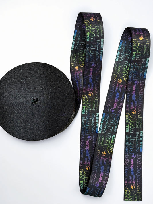 Gurtband Mein Hund Bunt – 38 mm Polyester, beidseitig bedruckt